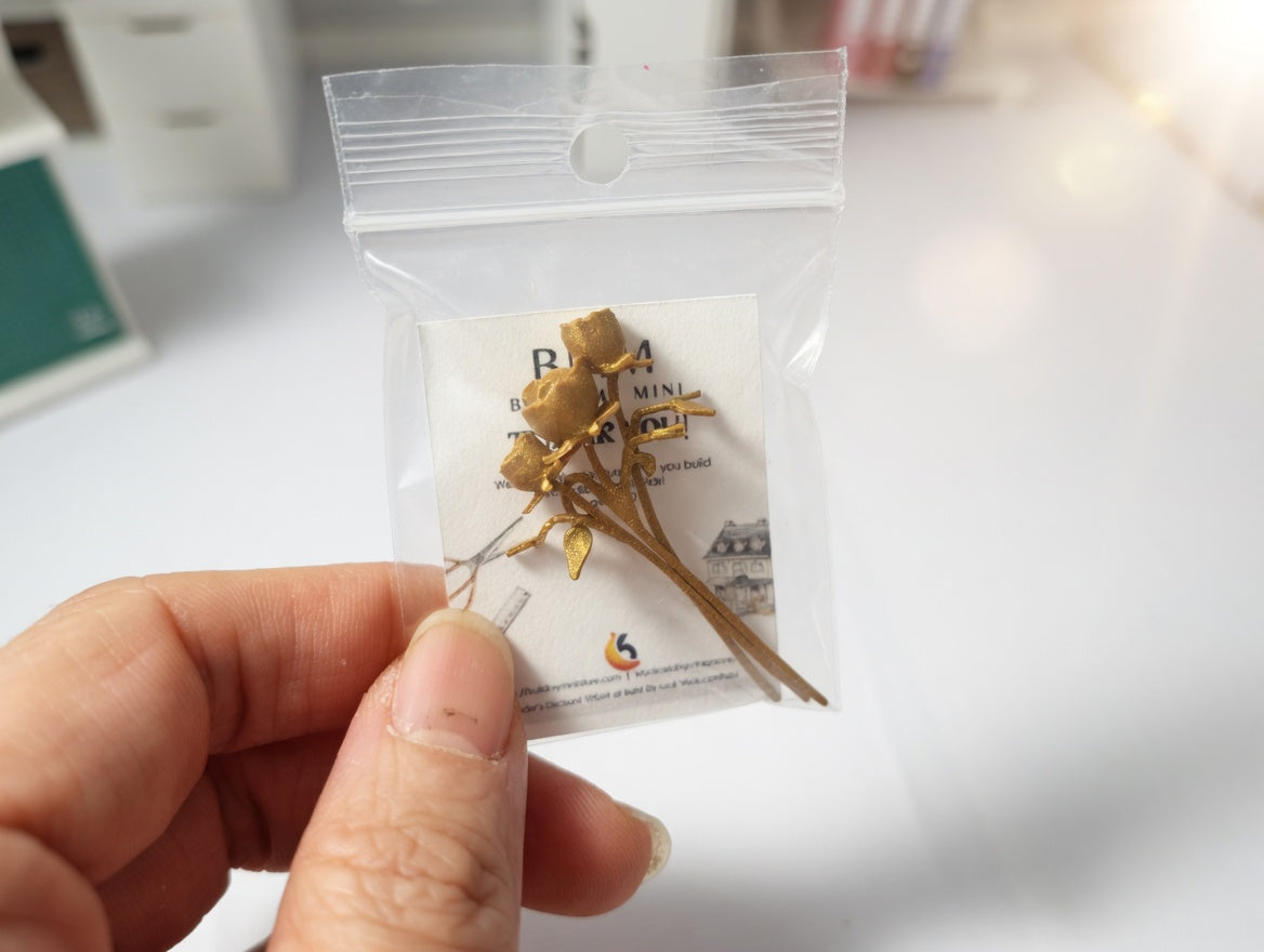 1:12 Scale Golden Rose Collection, Artist Crafted Dollhouse Luxury Accessory