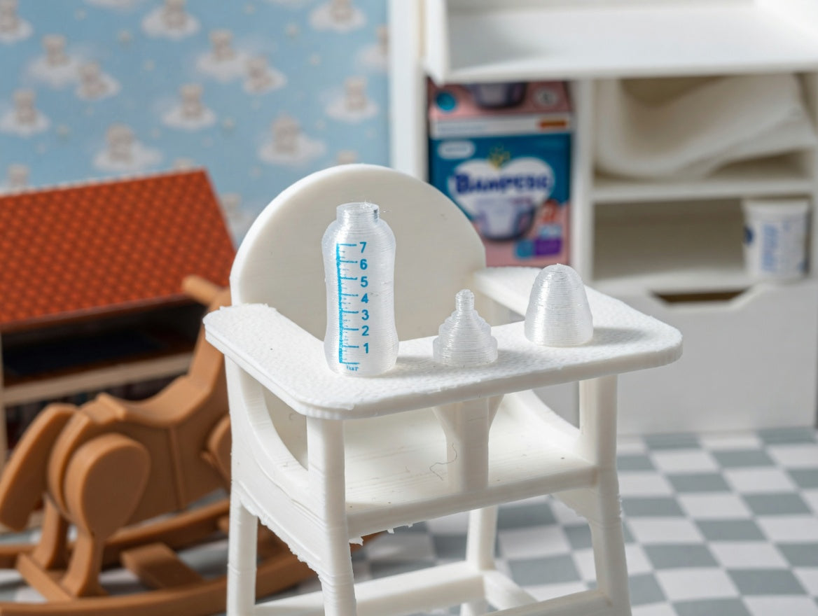 1:12 Scale Separatable Baby Milk Bottle, Transparent Dollhouse Nursery Accessory (Physical Product)