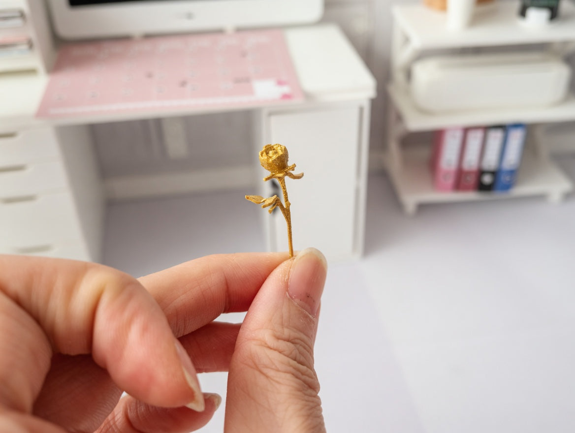 1:12 Scale Golden Rose Collection, Artist Crafted Dollhouse Luxury Accessory