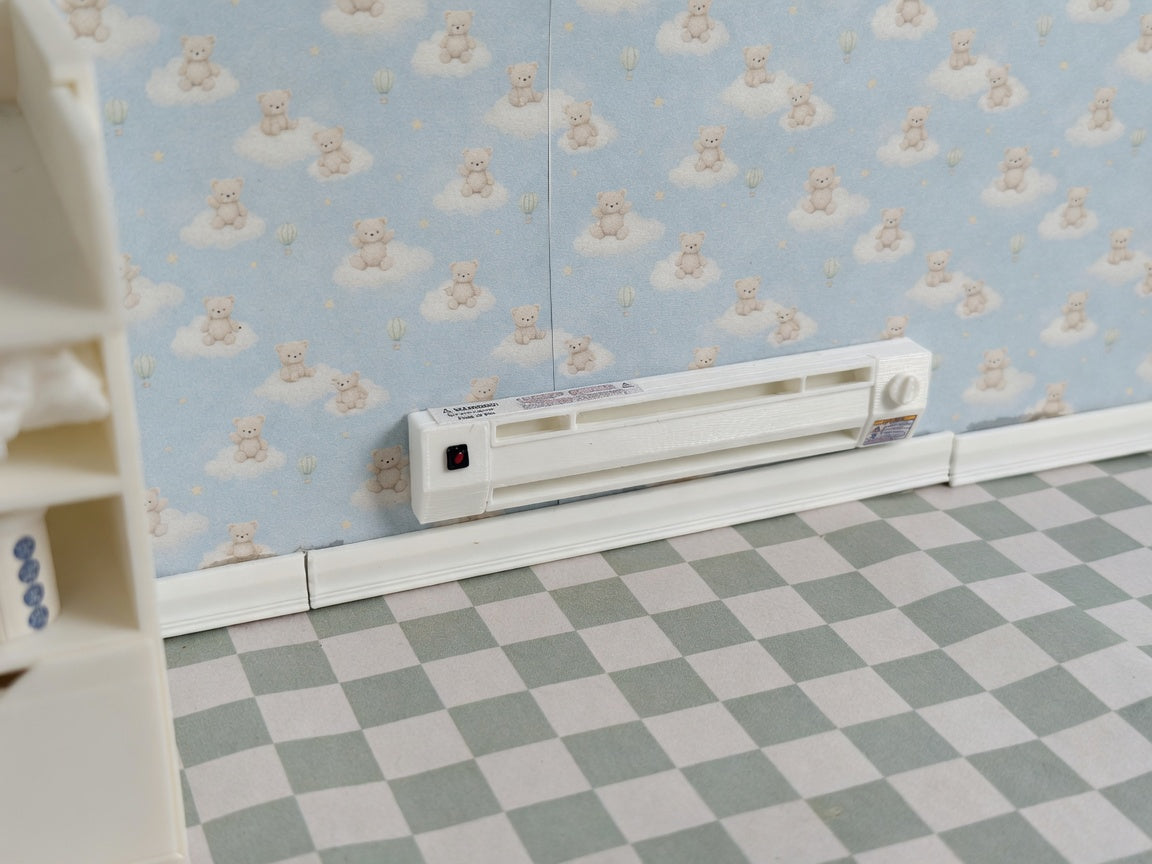1:12 Scale Vintage Baseboard Heater, Miniature Dollhouse Radiator, Retro Condo Accessory