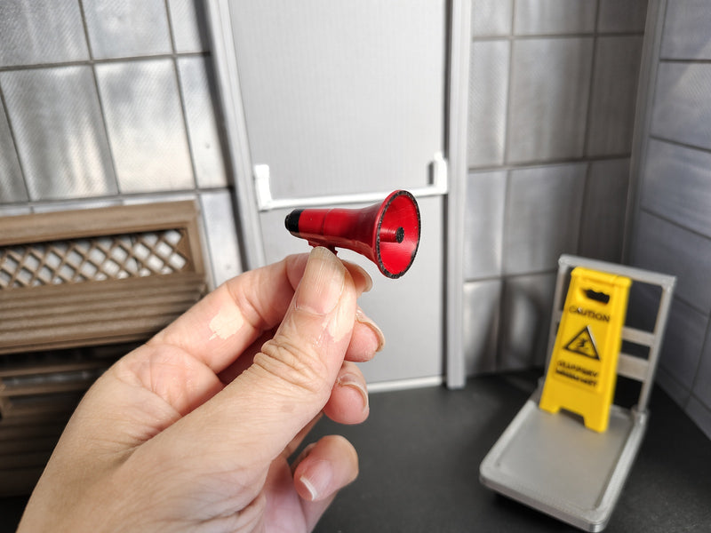 1:12 Scale Miniature Red Megaphone, Handcrafted Diorama Prop (Physical Product)