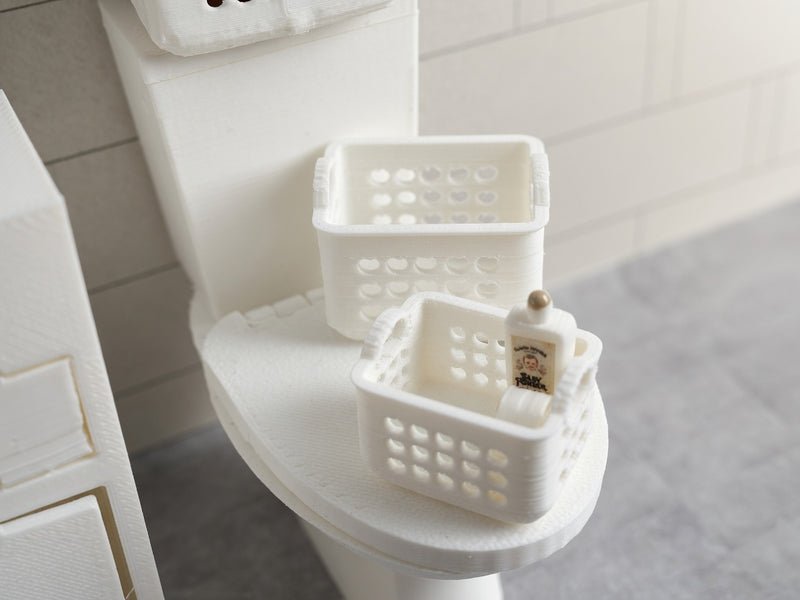 1:12 Miniature 3 in 1 Laundry Basket Set, Tiny Nesting Clothes Hamper Bins,, Bathroom Laundry Organizer (Physical Product)