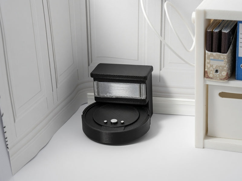 1:12 Scale Miniature Robot Vacuum Cleaner with Charging Dock, Tiny Smart Home Appliance (Physical Product)