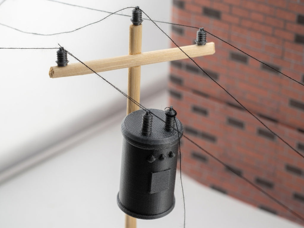 1:12 Scale Miniature Utility Pole Transformer & Insulators Kit, Tiny Power Line Canister Pin Insulator Pack, Dollhouse Street Alleyway Prop