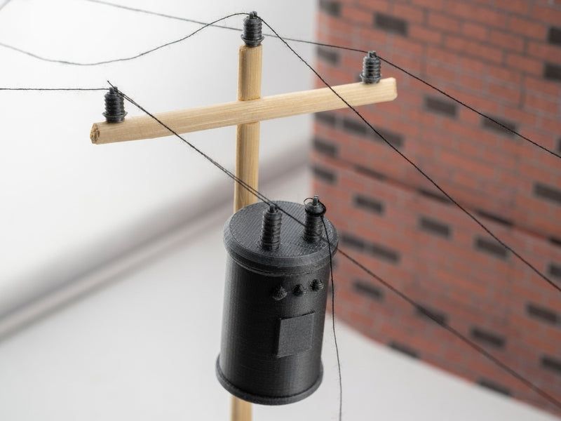 1:12 Scale Miniature Utility Pole Transformer & Insulators Kit, Tiny Power Line Canister Pin Insulator Pack, Dollhouse Street Alleyway Prop
