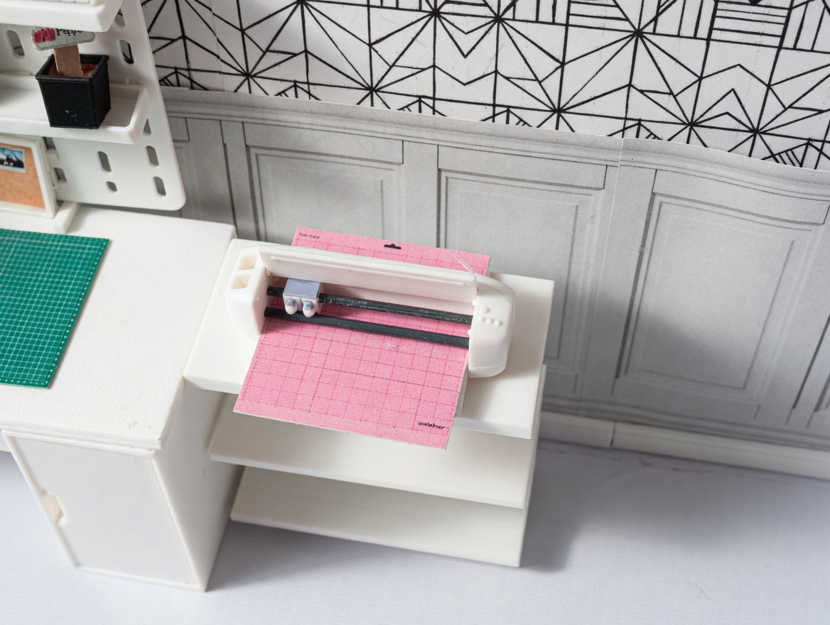 1:12 Scale Miniature Cutting Machine, Cricut Style Craft Room Accessory, Dollhouse Miniature Supplies
