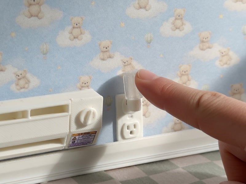 1:12 Wall Outlet with Plug-In Night Light, Tiny Electrical Socket Plate, Dollhouse Nursery Bedroom Hallway Staging Accessory, Miniature（Physical Product)