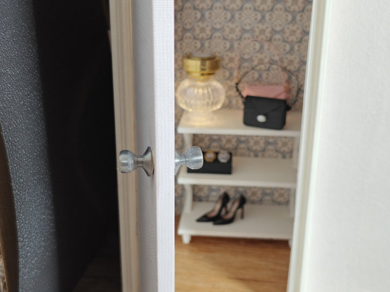 1:12 Scale Classic Doorknob with Key and Fob Set, Tiny Metallic Door Handle Lockset, Dollhouse Entryway Modern Home Hardware Diorama Prop
