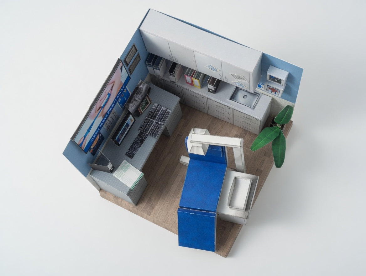 Printable 1:12 Dental Clinic Room Box Kit, DIY Miniature Dentist Office Diorama, Papercraft PDF Download
