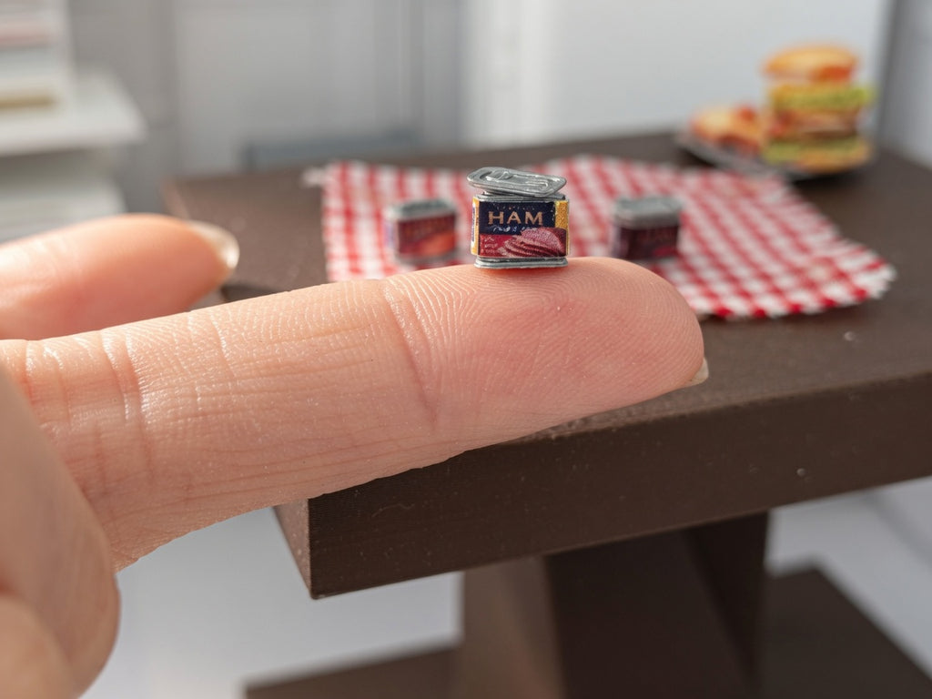 1:12 Dollhouse Miniature Can of Ham, Salmon and Tuna Tiny Can Food with Openable Lid – Physical Product | Banana Six