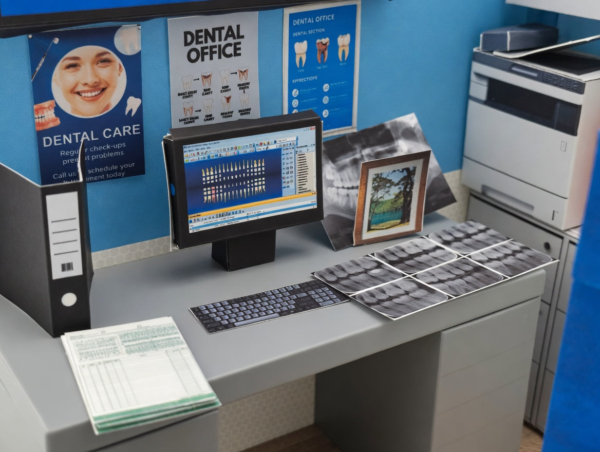 Printable 1:12 Dental Clinic Room Box Kit, DIY Miniature Dentist Office Diorama, Papercraft PDF Download