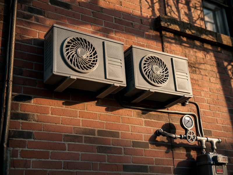 1:12 Miniature AC Unit & Disconnect Box, Handmade HVAC Compressor Wall Mount Prop (Physical Product)