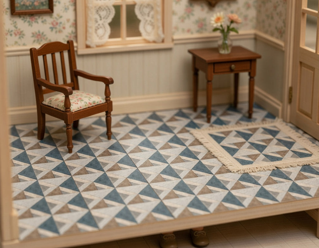 1:12 Dollhouse Miniature Floor Tiles – Vintage Retro Warm Tones (Digital Download)