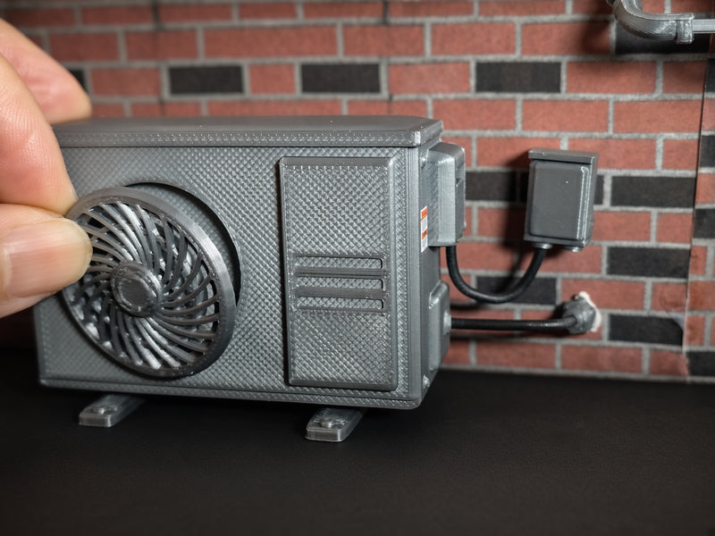 1:12 Miniature AC Unit & Disconnect Box, Handmade HVAC Compressor Wall Mount Prop (Physical Product)