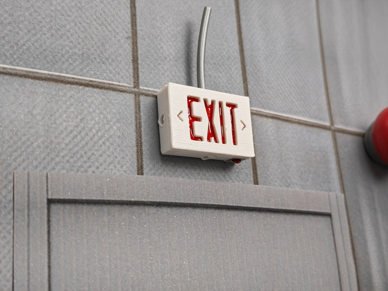 1:12 Emergency EXIT Sign with Conduit Wire, Miniature Light Box, Dollhouse Office Hallway Theater Shop Diorama Prop (Physical Product)