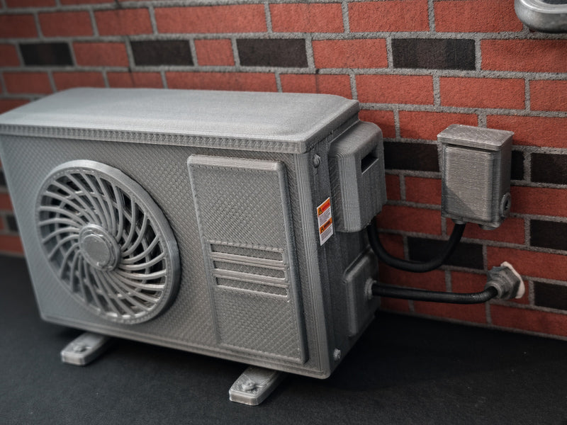 1:12 Miniature AC Unit & Disconnect Box, Handmade HVAC Compressor Wall Mount Prop (Physical Product)