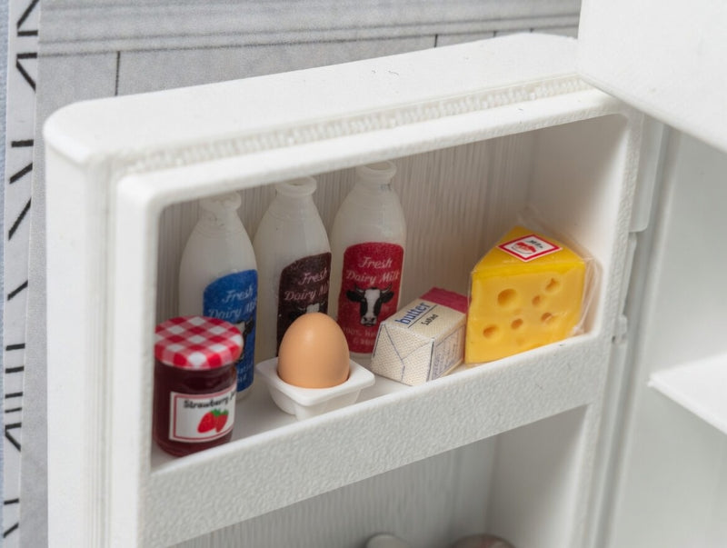 1:12 milk bottles,  dollhouse refrigerator, accessories (physical product)