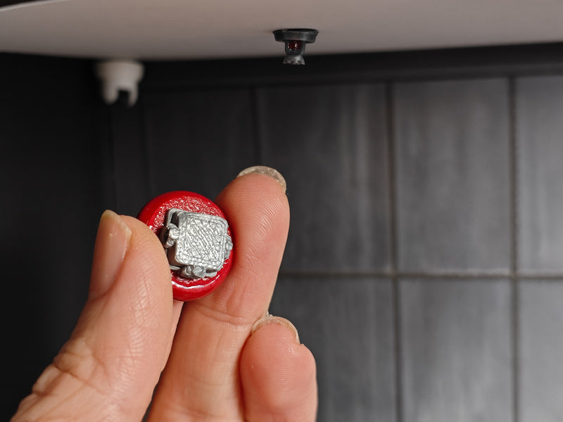 1:12 Commercial Fire Alarm Bell, Tiny Red Safety Gong, Dollhouse Office School Hallway Shop Diorama Prop (Physical Product)