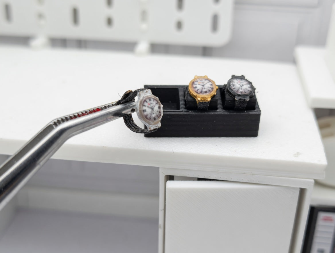 Artist Crafted 1:12 Scale Miniature Watch Collection, Luxury Dollhouse Accessory (Set of 3