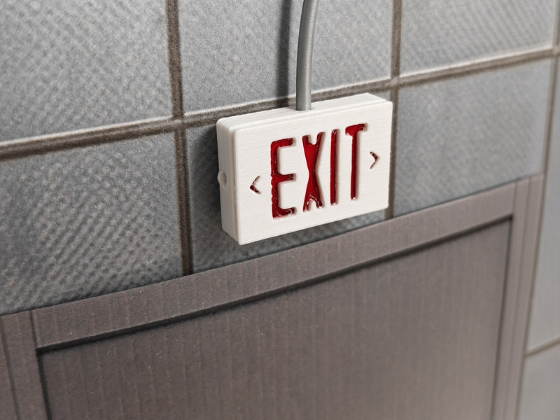 1:12 Emergency EXIT Sign with Conduit Wire, Miniature Light Box, Dollhouse Office Hallway Theater Shop Diorama Prop (Physical Product)