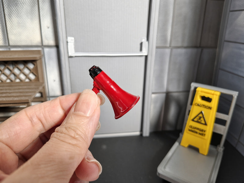 1:12 Scale Miniature Red Megaphone, Handcrafted Diorama Prop (Physical Product)