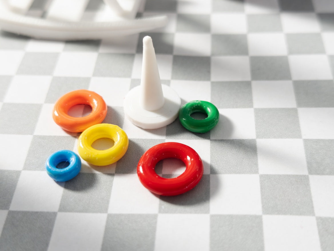 1:12 Scale Miniature Ring Stacker Toy, Colorful 5-Piece Interactive Dollhouse Nursery Decor (Physical Product)