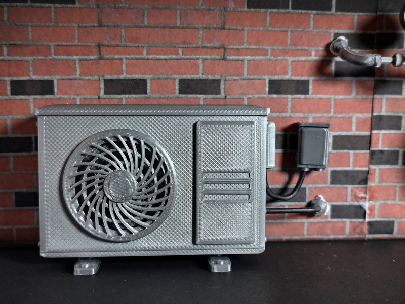 1:12 Miniature AC Unit & Disconnect Box, Handmade HVAC Compressor Wall Mount Prop (Physical Product)