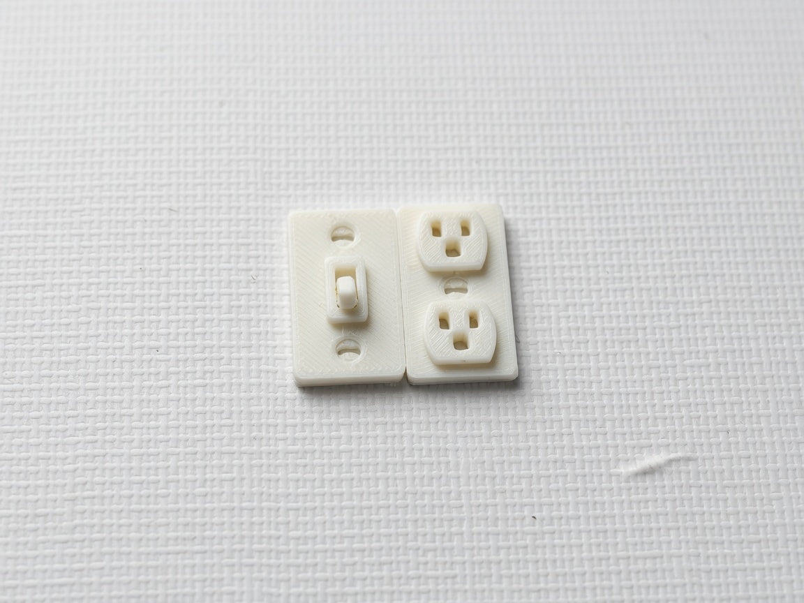 1:12 Scale Miniature Light Switch or Outlet, Modern Dollhouse Hardware - Banana Six Snap-Plug Design (Physical Product)