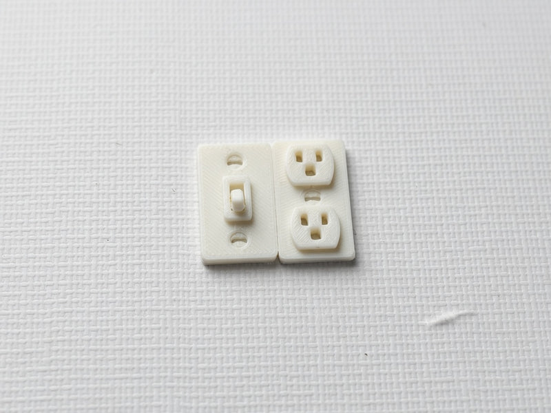 1:12 Scale Miniature Light Switch or Outlet, Modern Dollhouse Hardware - Banana Six Snap-Plug Design (Physical Product)