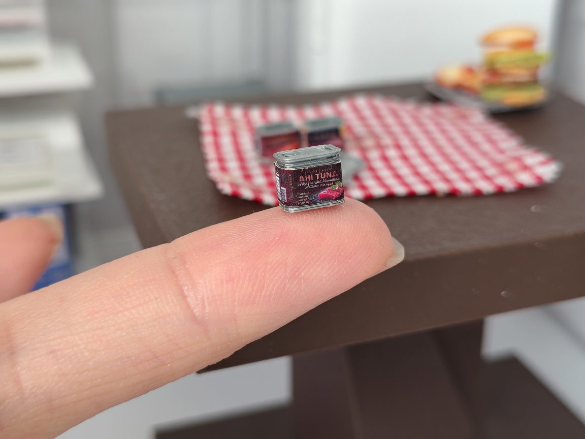 1:12 Dollhouse Miniature Can of Ham, Salmon and Tuna Tiny Can Food with Openable Lid – Physical Product | Banana Six