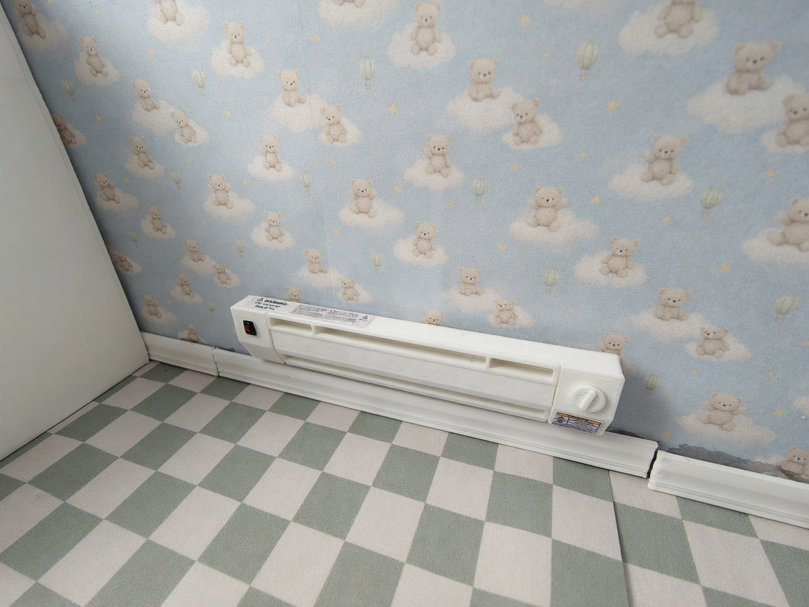 1:12 Scale Vintage Baseboard Heater, Miniature Dollhouse Radiator, Retro Condo Accessory
