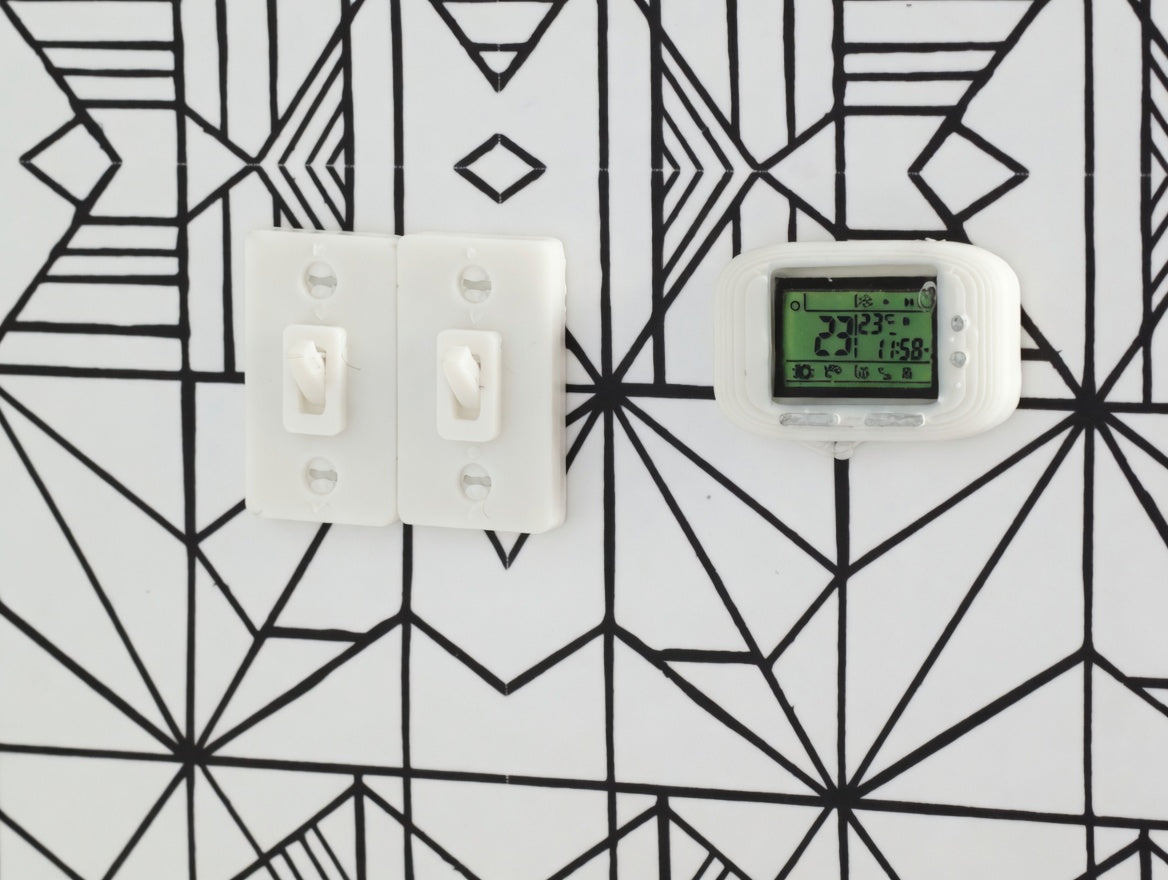 1:12 Mini Thermostat, White FDM Smart Home Dollhouse Accessory (Physical Product)