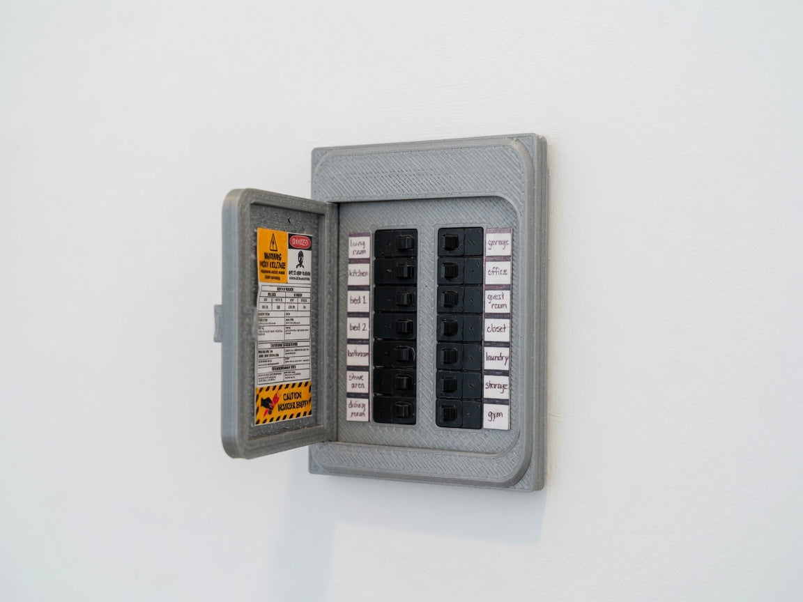 1:12 Scale Modern Electrical Breaker Panel, Miniature Utility Room Accessory (Physical Product)