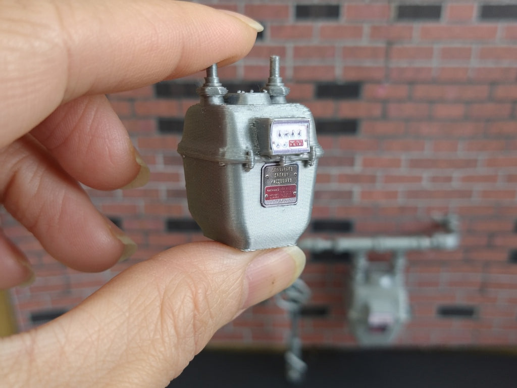 1:12 Scale Miniature Gas Pipe System Kit, Utility Meter Iron Pipes Valves Modular Assembly Dollhouse Industrial Exterior Basement Accessory