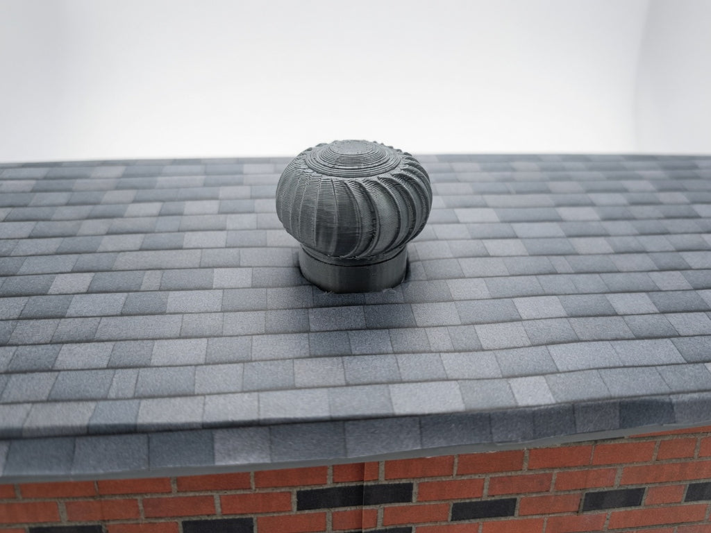 1:12 Scale Miniature Rooftop Turbine Vent, Tiny Whirlybird Industrial Roof Radiator Fan, Dollhouse Attic Warehouse Garage Exterior Accessory