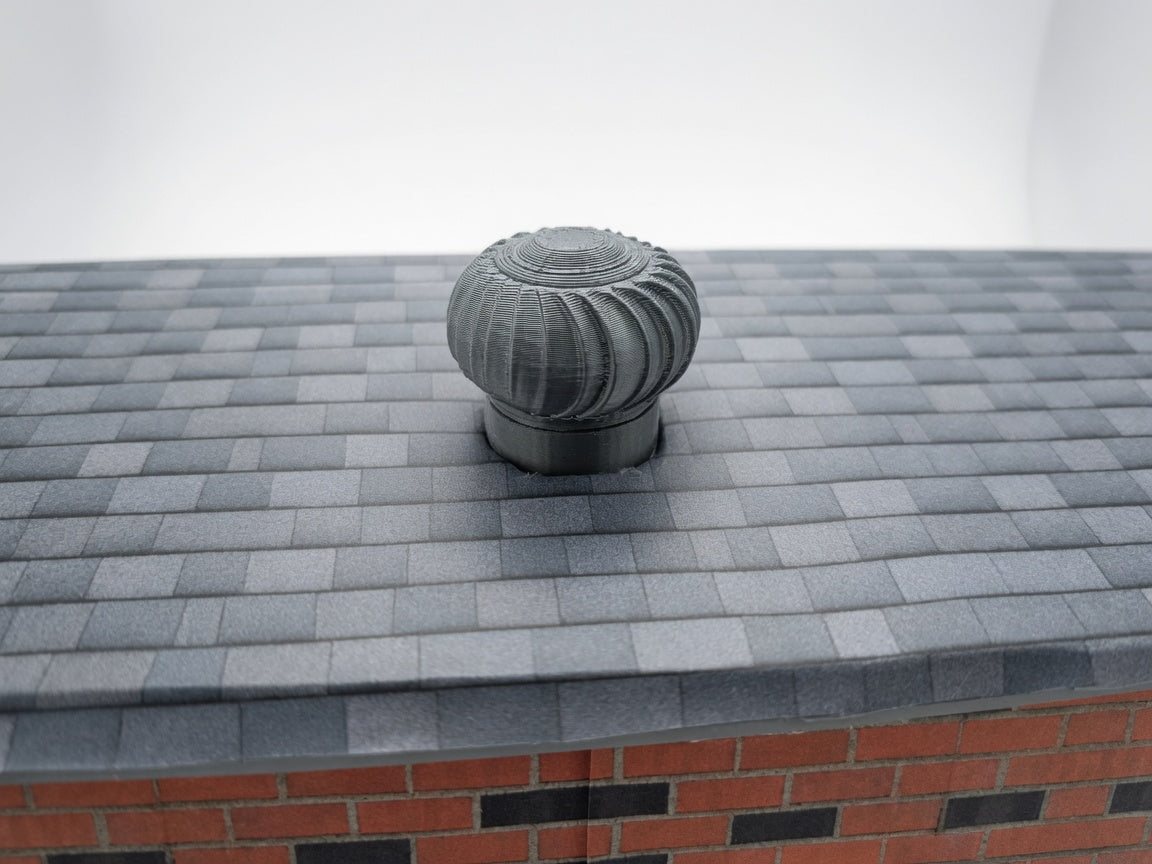 1:12 Scale Miniature Rooftop Turbine Vent, Tiny Whirlybird Industrial Roof Radiator Fan, Dollhouse Attic Warehouse Garage Exterior Accessory