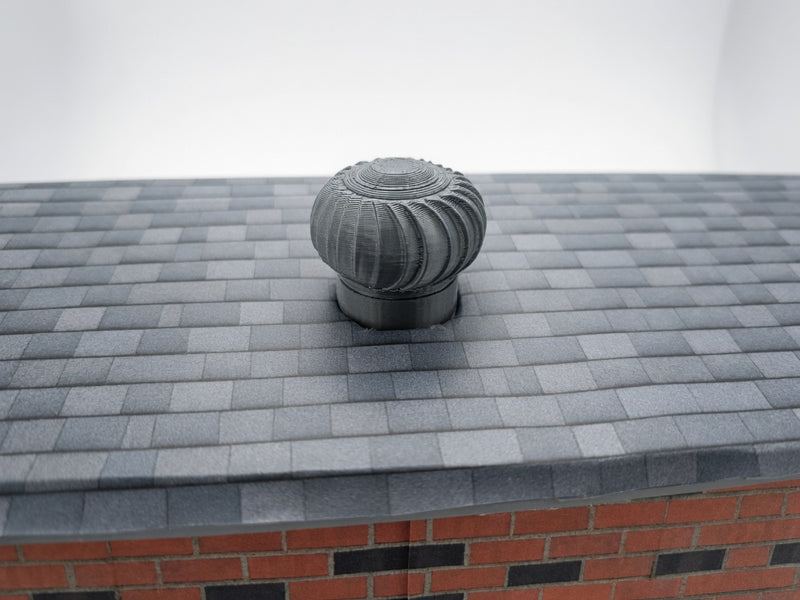 1:12 Scale Miniature Rooftop Turbine Vent, Tiny Whirlybird Industrial Roof Radiator Fan, Dollhouse Attic Warehouse Garage Exterior Accessory