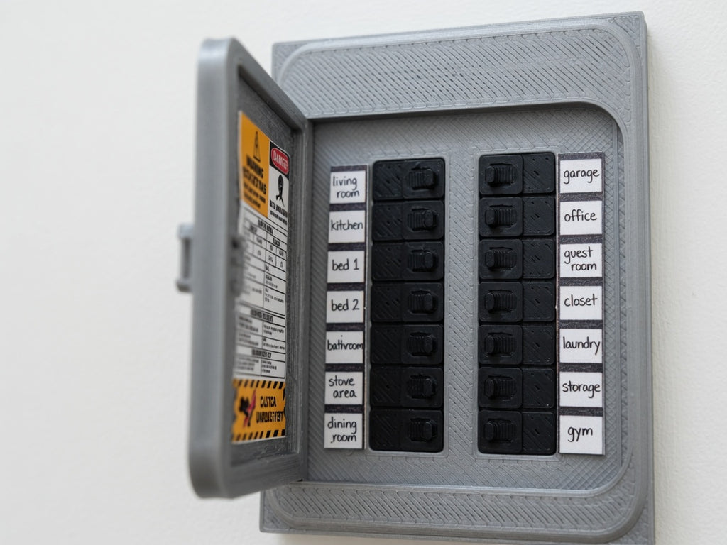 1:12 Scale Modern Electrical Breaker Panel, Miniature Utility Room Accessory (Physical Product)