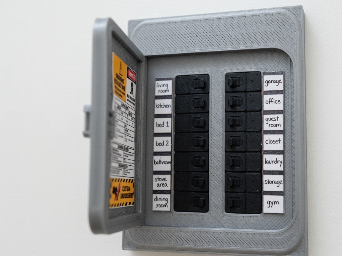 1:12 Scale Modern Electrical Breaker Panel, Miniature Utility Room Accessory (Physical Product)