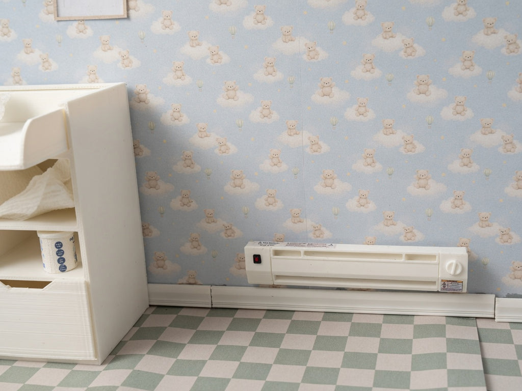 1:12 Scale Vintage Baseboard Heater, Miniature Dollhouse Radiator, Retro Condo Accessory