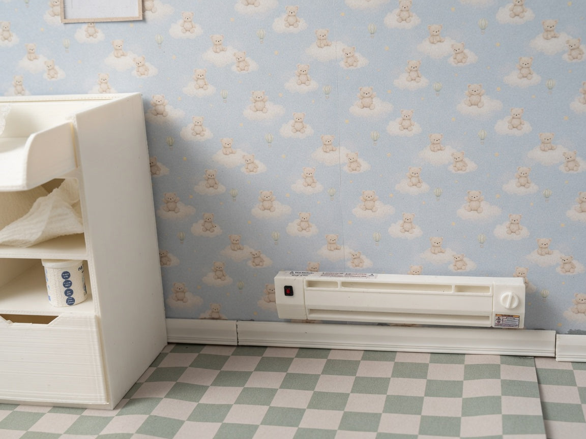 1:12 Scale Vintage Baseboard Heater, Miniature Dollhouse Radiator, Retro Condo Accessory