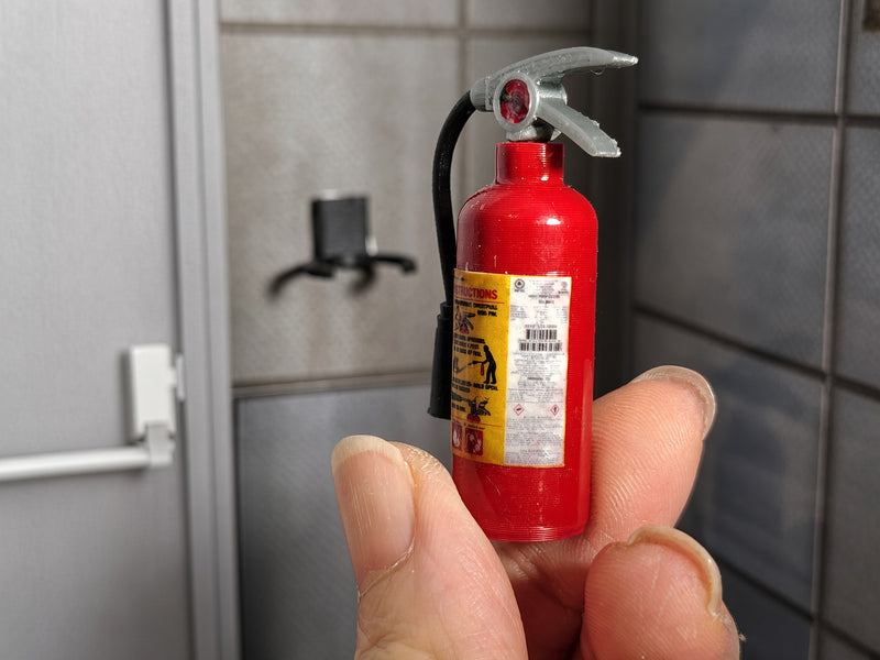 1:12 Realistic Fire Extinguisher with Wall Mount, Handmade Tiny Safety Equipment, Dollhouse Garage Office Workshop Diorama(Physical Product)