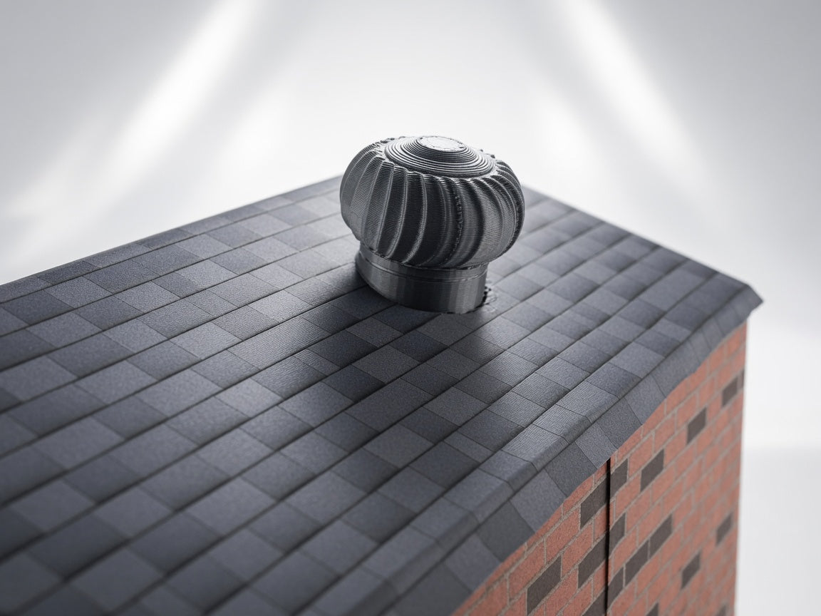1:12 Scale Miniature Rooftop Turbine Vent, Tiny Whirlybird Industrial Roof Radiator Fan, Dollhouse Attic Warehouse Garage Exterior Accessory