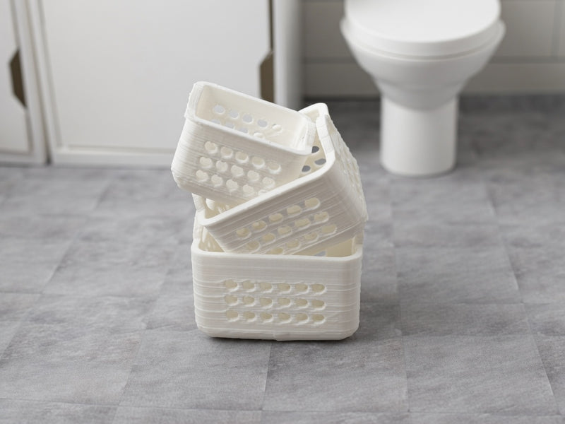 1:12 Miniature 3 in 1 Laundry Basket Set, Tiny Nesting Clothes Hamper Bins,, Bathroom Laundry Organizer (Physical Product)