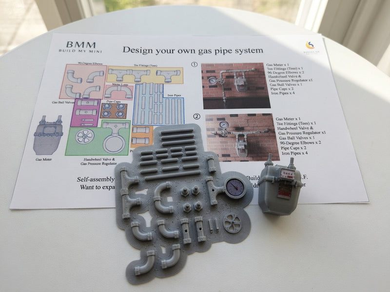 1:12 Scale Miniature Gas Pipe System Kit, (As Is Reason- Gas Meter Screen with Bubble)（Physical Product)