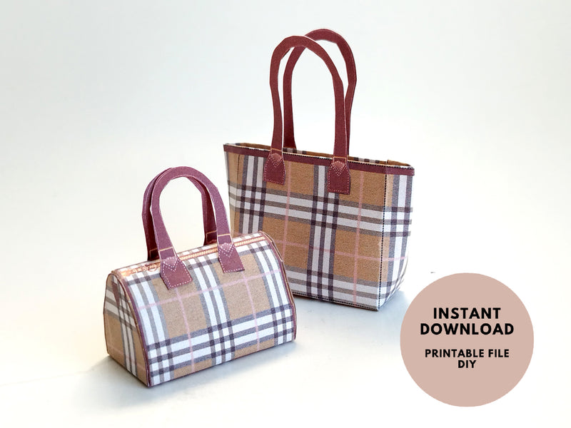 1:6 Luxury brands large bags for dollhouse and department store, 2 items miniatures, luxury house decorations, women's gifts
