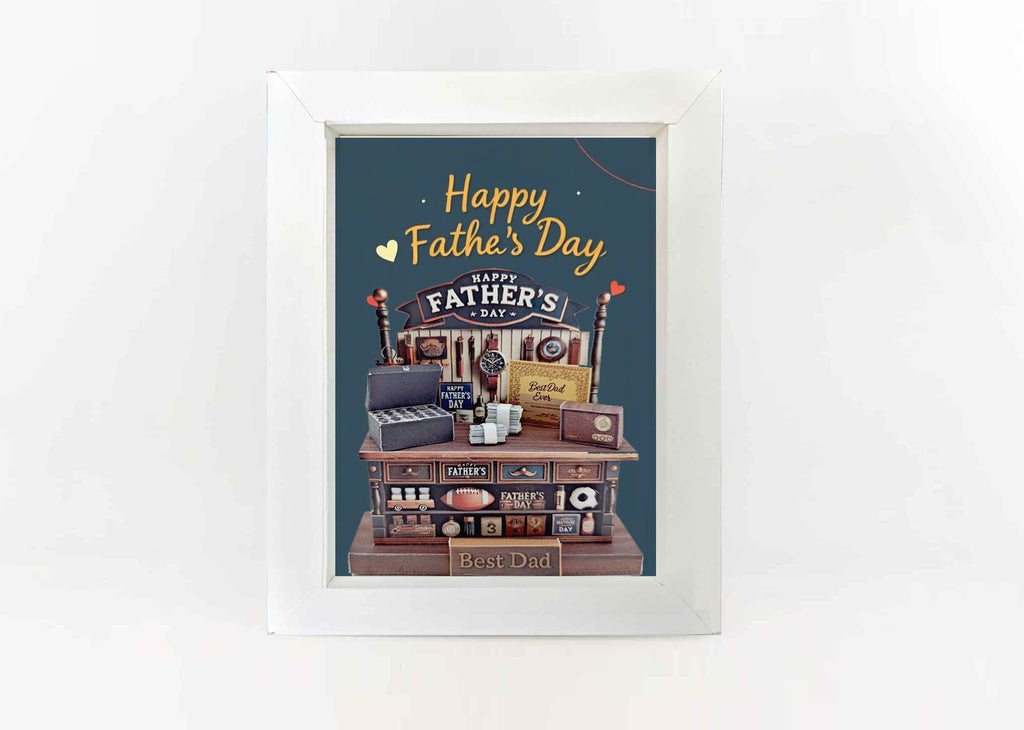 Father's Day 7X 5 inches background Blue color style  (not included photo frame and Stand)
