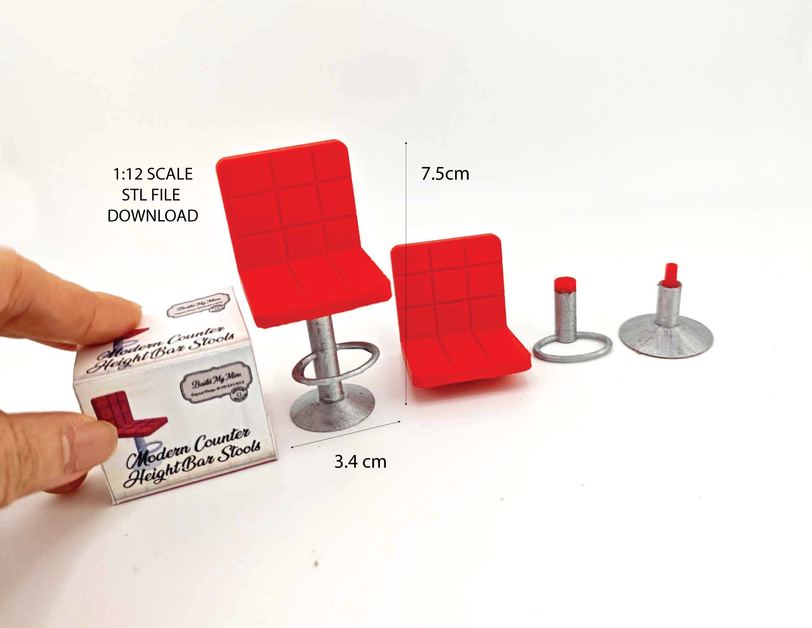 1:12 Height Bar Stood , packaging box , mini kitchen island, living room, furniture, chair, 3D STL ,dioramas