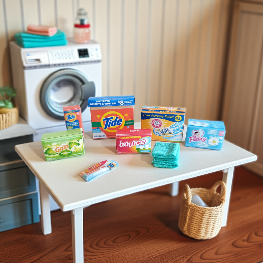 1:6 and 12 scales, 7 styles laundry products and detergents for dolls and barbies dollhouse laundry room miniature project