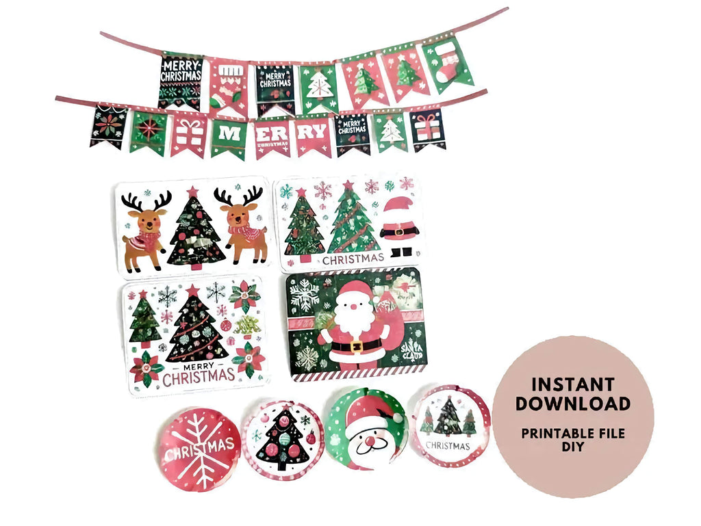 1:6 , 10 items Christmas banners, plates, plate mats Christmas party or dinner